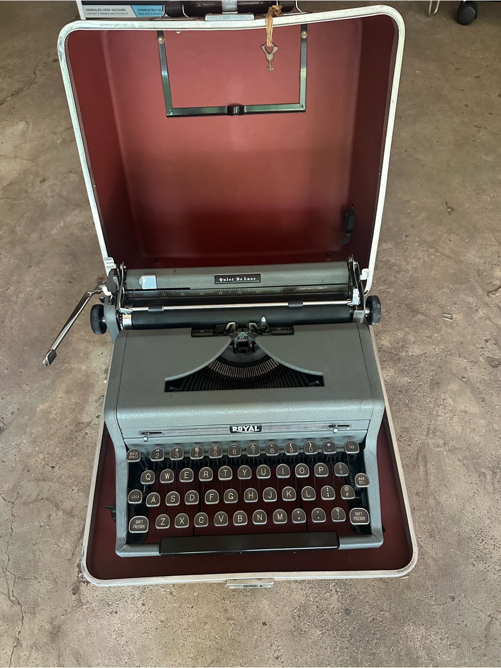 Royal Portable Typewriter in Slate Gray with Case